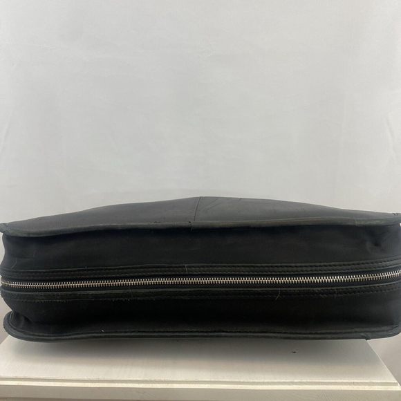 Danier Black Leather Laptop Bag Suitcase 3 Pocket Zipper Closure Padded‎ Lining - Picture 17 of 17